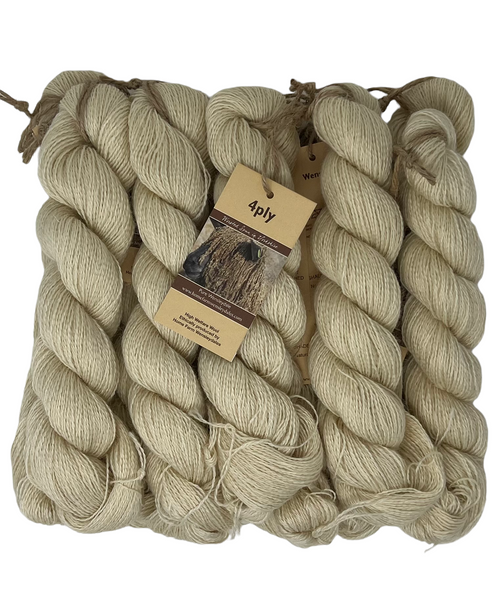 HALF PRICE Pure Wensleydale (4ply/Fingering/Sports Weight) Natural 500g (1.1 lbs) Special Offer