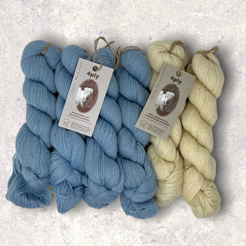 Wensleydale and Bluefaced Leicester (4 Ply, Fingering/Sports Weight), Burford Blue and Natural  300g (10.58 oz) Special Offer