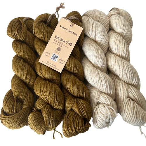 Pure Wensleydale Bundle: Camel and Natural (Aran/Worsted Weight) 500g (1.1lbs) Special Offer