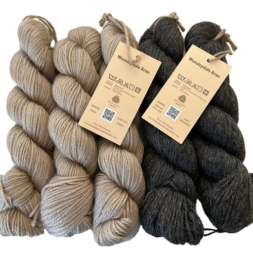 Pure Wensleydale Bundle: Rock and Naturally coloured (Aran/Worsted Weight) 500g (1.1lbs) Special Offer