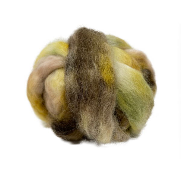 Pure Wensleydale Hand Dyed Combed Top - 100g (3.53 oz) Earth
