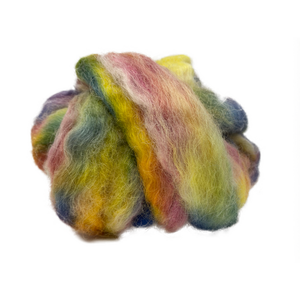 Pure Wensleydale Hand Dyed Combed Top - 100g (3.53 oz) Yellow Blush