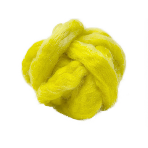 Pure Wensleydale Hand Dyed Combed Top - 100g (3.53 oz) Lemon