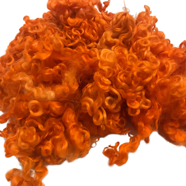 Pure Wensleydale Hand Dyed Combed Top - 100g (3.53 oz) Orange