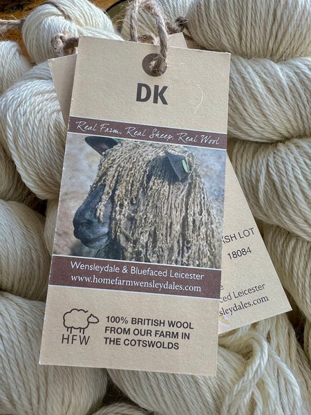 HALF PRICE Wensleydale and Bluefaced Leicester DK (8 Ply/Light Worsted)  Natural 1kg (2.2lbs) Special Offer