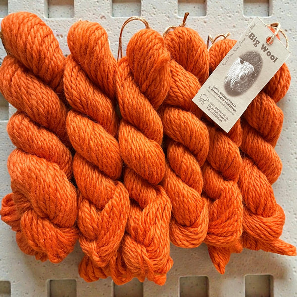 300g Wensleydale and Bluefaced Leicester worsted spun wool in orange