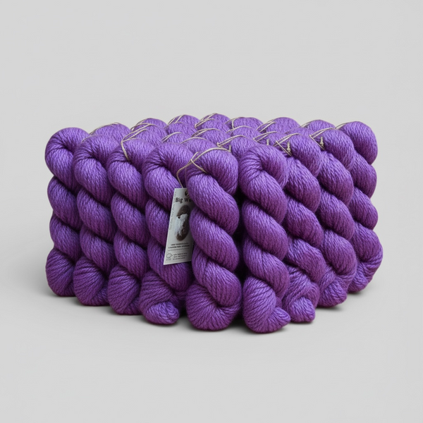 skeins of boysenberry purple bulky Wensleydale wool