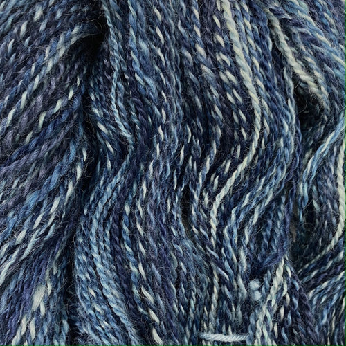 Hand-spun Wensleydale Aran (Worsted) weight 100g (3.52 oz) skein Bayeux shades in rich blue