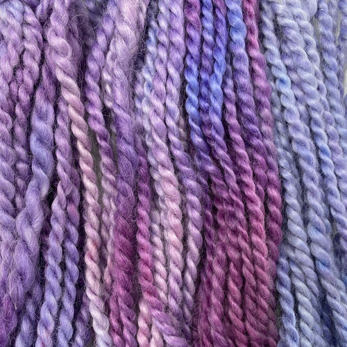 Hand-spun Wensleydale Chunky (Worsted) weight 100g (3.52 oz) skein Warwick shades in purple