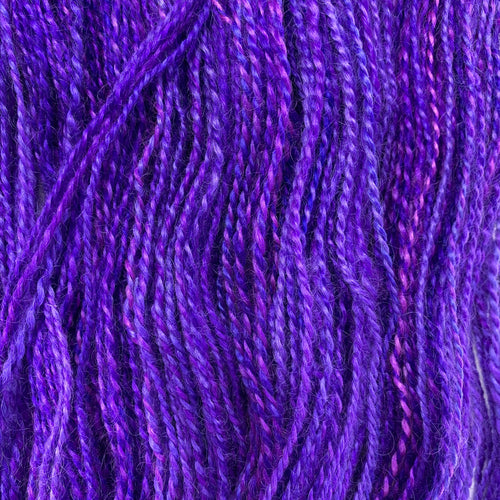 Hand-spun Wensleydale Aran (Worsted) weight 100g (3.52 oz) skein Bayeux shades in purple