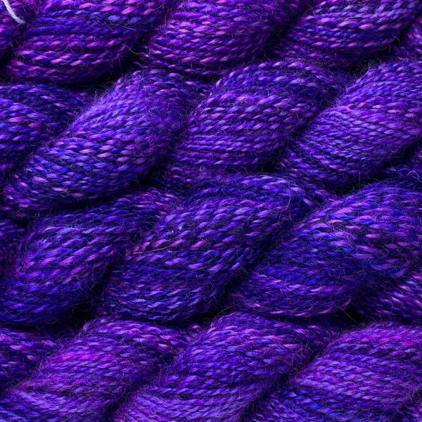 Hand-spun Wensleydale Aran (Worsted) weight 100g (3.52 oz) skein Bayeux shades in purple