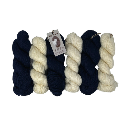 600g (1.32lbs) Bulky Wool : Rare Breed Wensleydale and Bluefaced Leicester Natural and Millhouse Blue