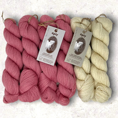 Wensleydale and Bluefaced Leicester (4 Ply, Fingering/Sports Weight), Arlescote Blush and Natural  300g (10.58 oz) Special Offer