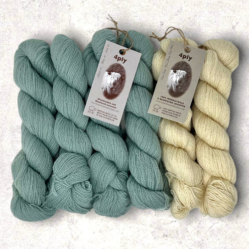 Wensleydale and Bluefaced Leicester (4 Ply, Fingering/Sports Weight), Moreton Sage and Natural  300g (10.58 oz) Special Offer