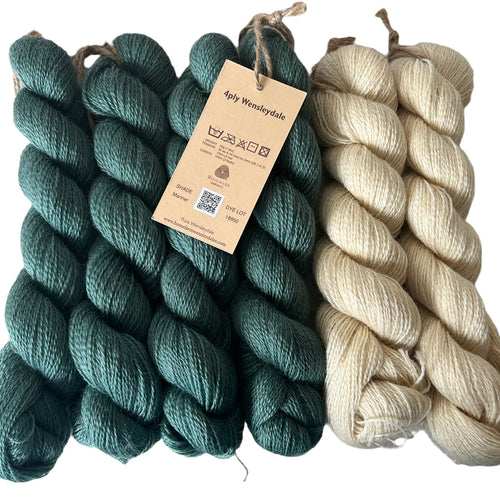 Pure Wensleydale (4ply/Fingering/Sports Weight) Mariner/Natural 300g (10.58oz) Special Offer