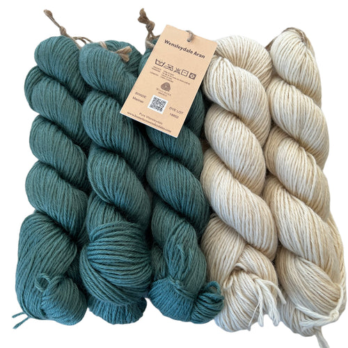 Pure Wensleydale Bundle: Mariner and Natural (Aran/Worsted Weight) 500g (1.1lbs) Special Offer