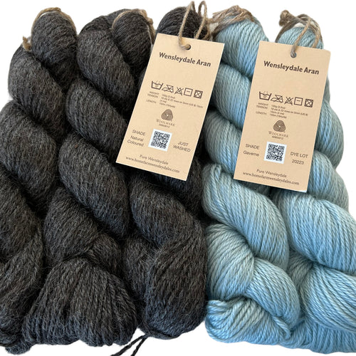 Pure Wensleydale Bundle: Naturally coloured and Gaverne (Aran/Worsted Weight) 500g (1.1lbs) Special Offer