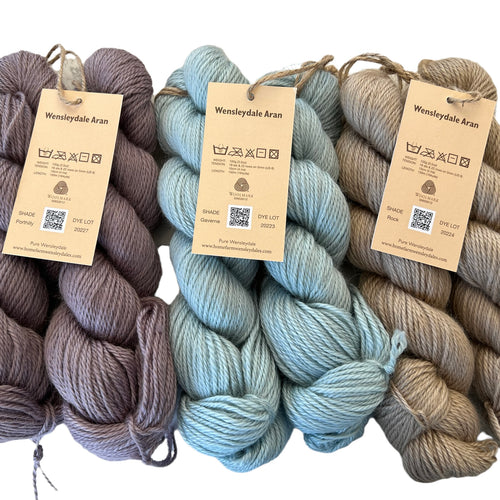 Pure Wensleydale Bundle: Porthilly, Gaverne and Rock (Aran/Worsted Weight) 600g (1.32lbs) Special Offer