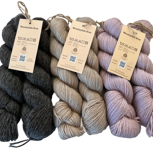 Pure Wensleydale Bundle: Naturally coloured, Rock and Enodoc (Aran/Worsted Weight) 600g (1.32lbs) Special Offer