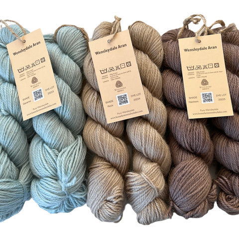 Pure Wensleydale Bundle: Gaverne, Rock and Hawkers (Aran/Worsted Weight) 600g (1.32lbs) Special Offer