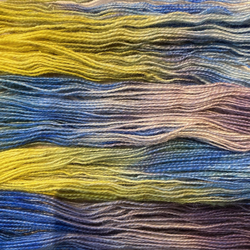 Hand-spun Wensleydale Aran (Worsted) weight 100g (3.52 oz) skein Bayeux hand-painted