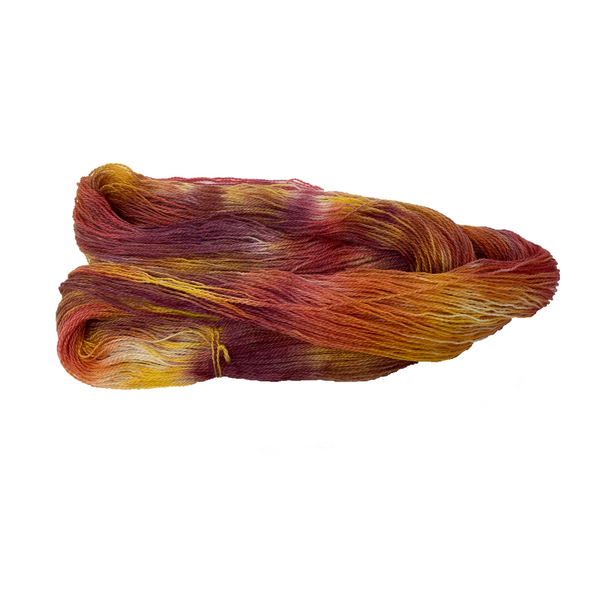 Hand-painted collection Burnt Orange Paint 4ply (Fingering/Sports Weight) 50g (1.76 oz): Rare Breed Wensleydale and Bluefaced Leicester