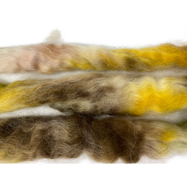 Pure Wensleydale Hand Dyed Combed Top - 100g (3.53 oz) Earth