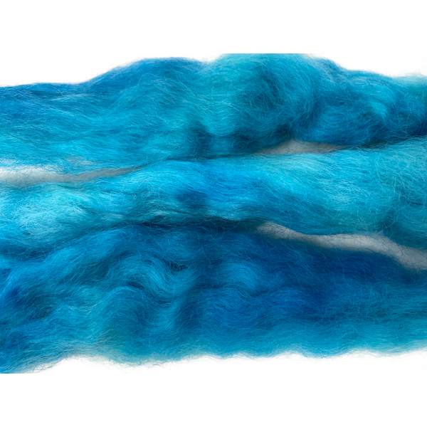 Pure Wensleydale Hand Dyed Combed Top - 100g (3.53 oz) Cyan