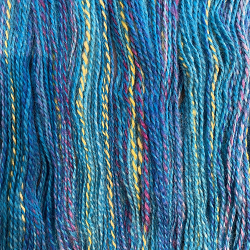 Hand-spun Wensleydale Aran (Worsted) weight 100g (3.52 oz) skein Bayeux shades in blue