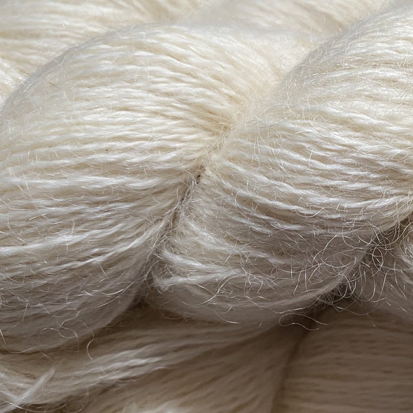 4ply (Fingering/Sports Weight) Kid Mohair and Wensleydale 100g (3.53 oz): Natural (undyed)
