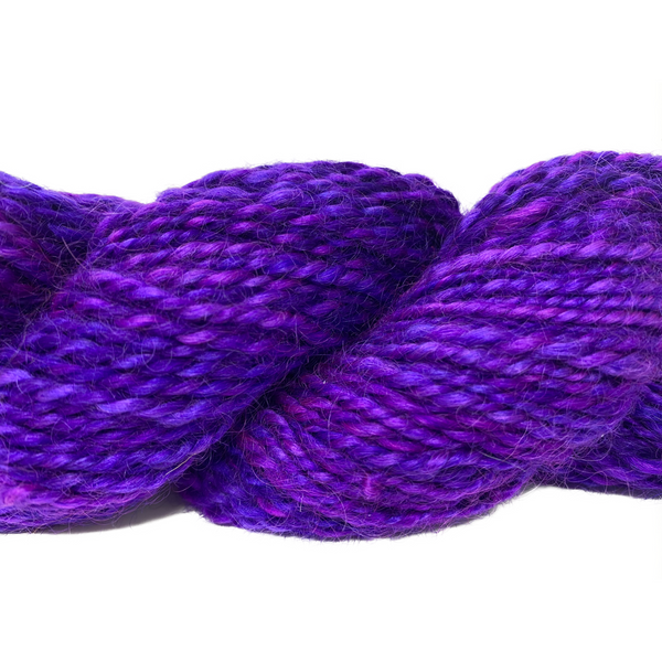 Hand-spun Wensleydale Aran (Worsted) weight 100g (3.52 oz) skein Bayeux shades in purple