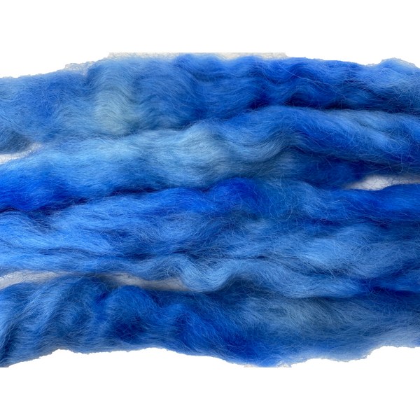 Pure Wensleydale Hand Dyed Combed Top - 100g (3.53 oz) Ultra Marine